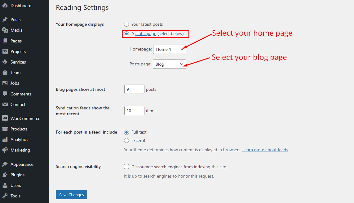 Page settings – Documentation