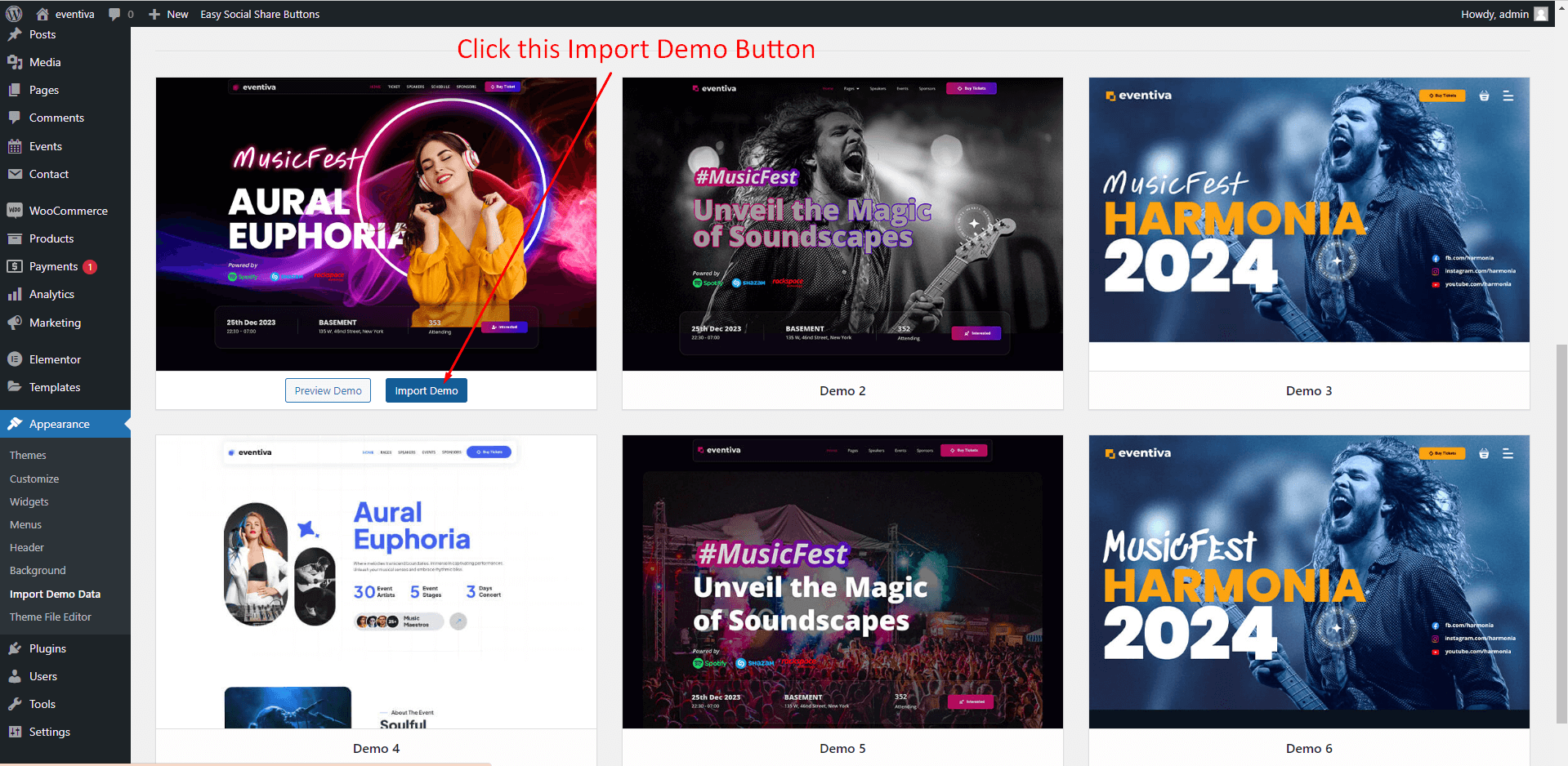 Demo Import – Eventiva WordPress Theme Documentation
