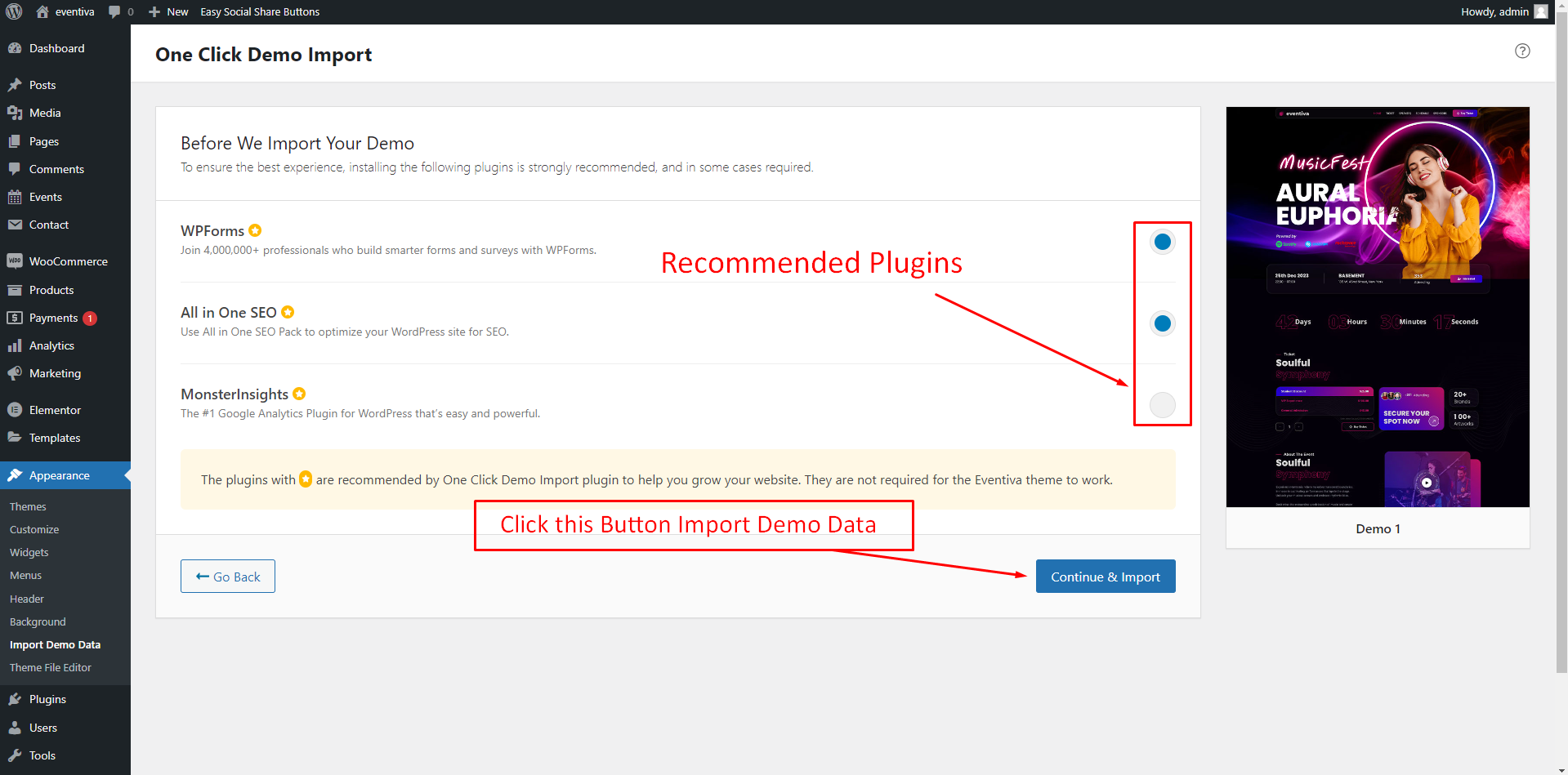 Demo Import – Eventiva WordPress Theme Documentation