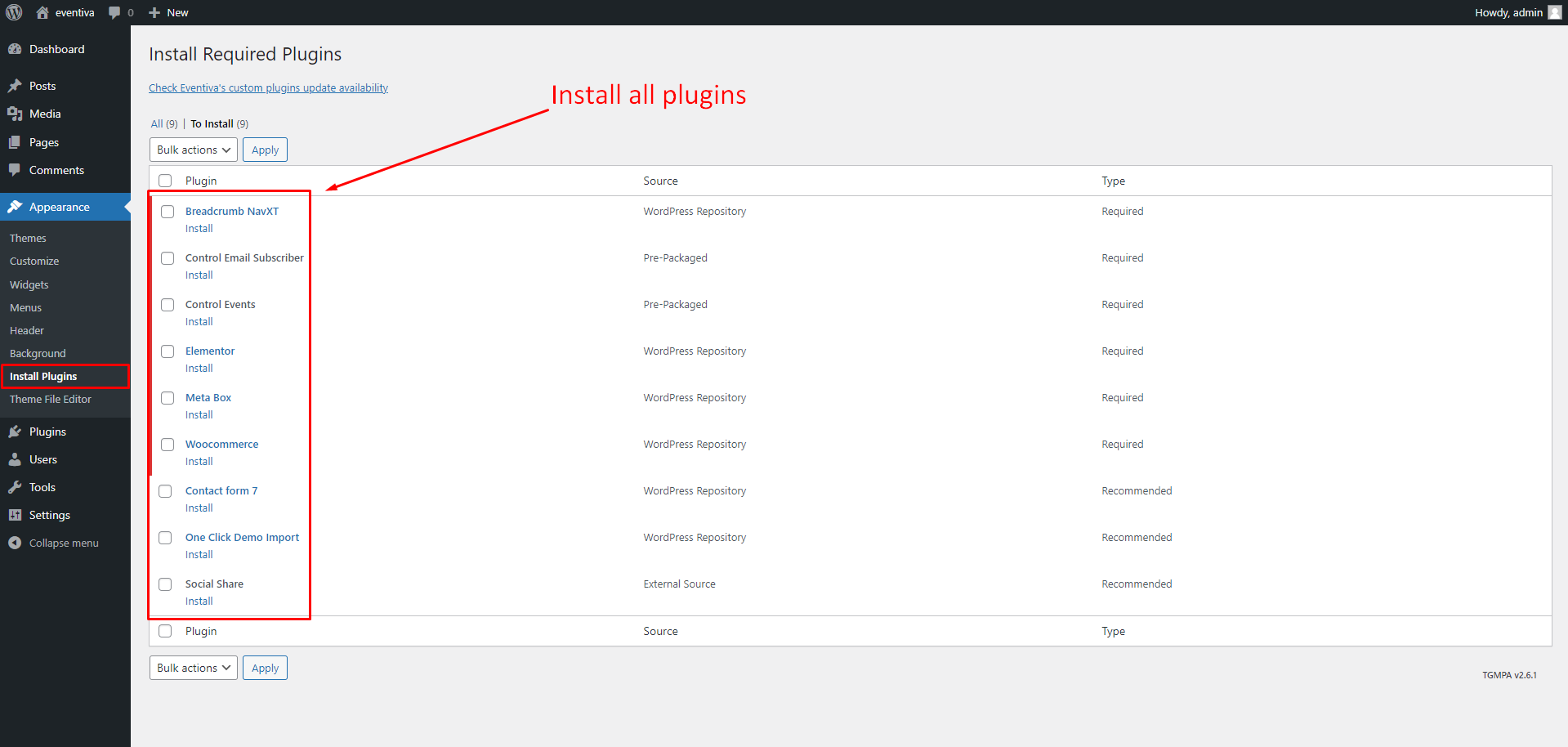 Plugin setup – Eventiva WordPress Theme Documentation