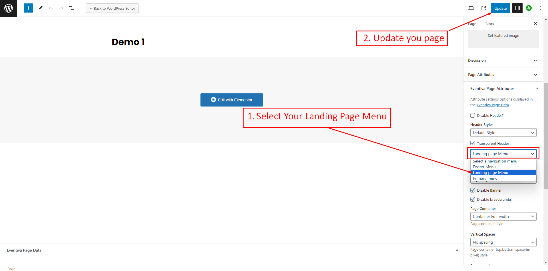 Add/ Customize Landing Page Menu – Eventiva WordPress Theme Documentation