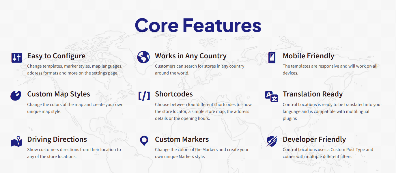 Control Locations - WordPress Map Finder Plugin for Store Locator & Service Center