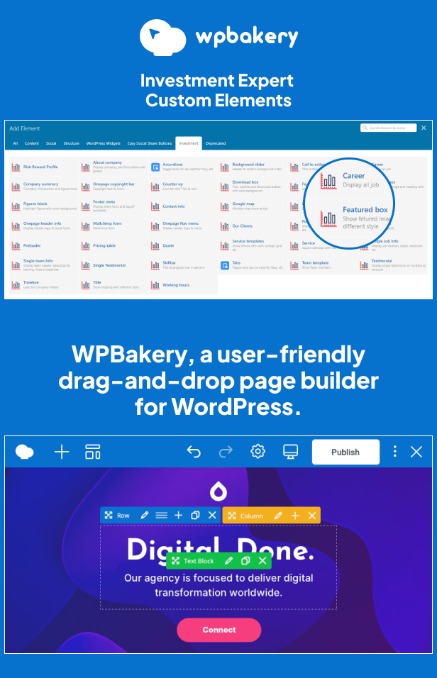 Custom Elements available for WPBakery page builder