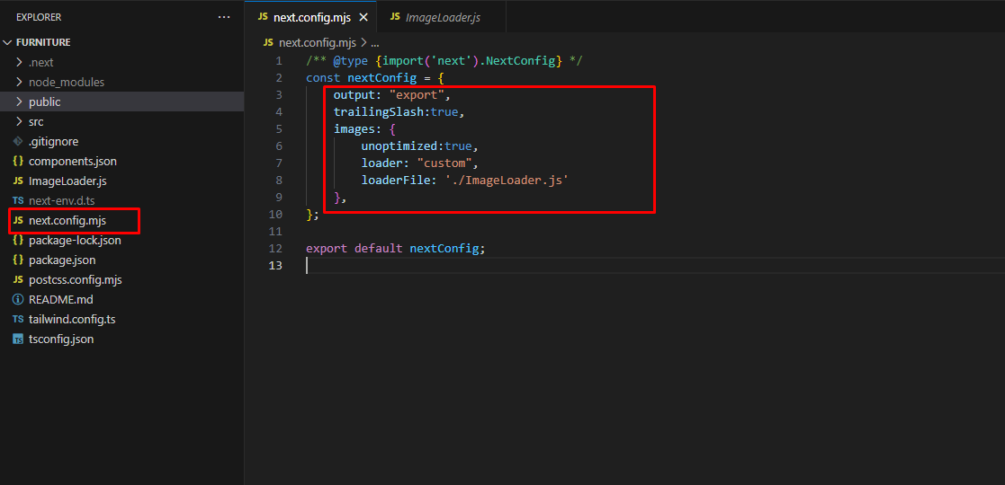 Next config